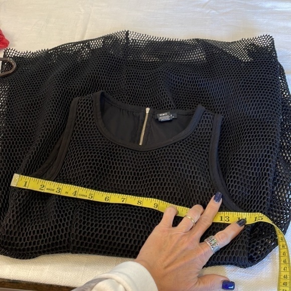 Rue 21 black mesh sleeveless dress puffy layered skirt fitted scoop neck midi - Picture 8 of 10